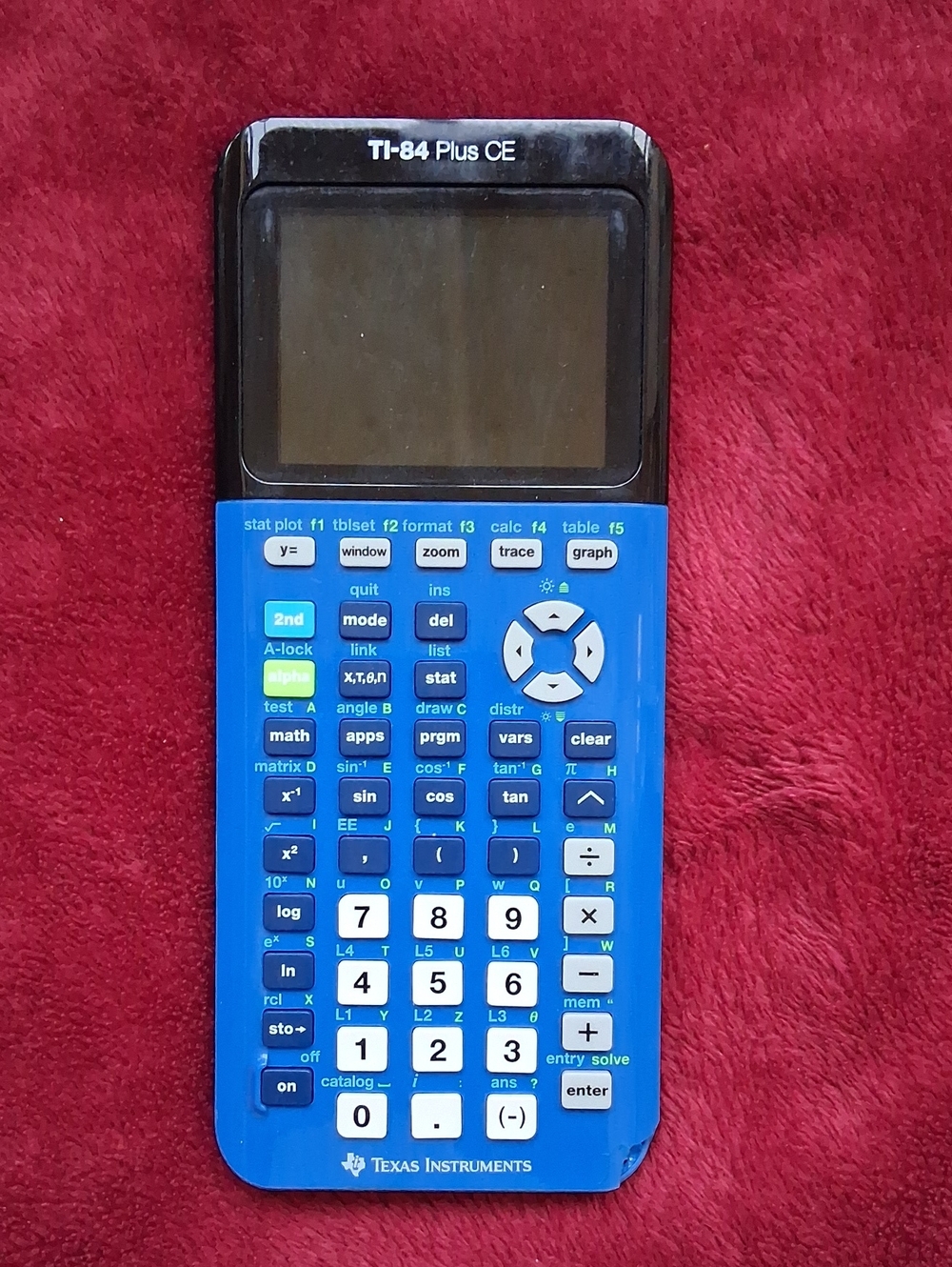 Texas Instruments blue TI-84 Plus CE graphing calculator